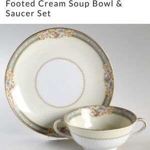 Noritake Lynbrook footed cream soup bowl and saucer sets (4 each)